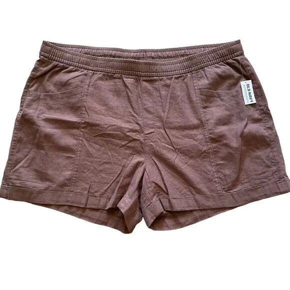 Old Navy High-Waisted Linen-Blend Shorts for Women Palm Dessert Sz XL - Picture 2 of 10